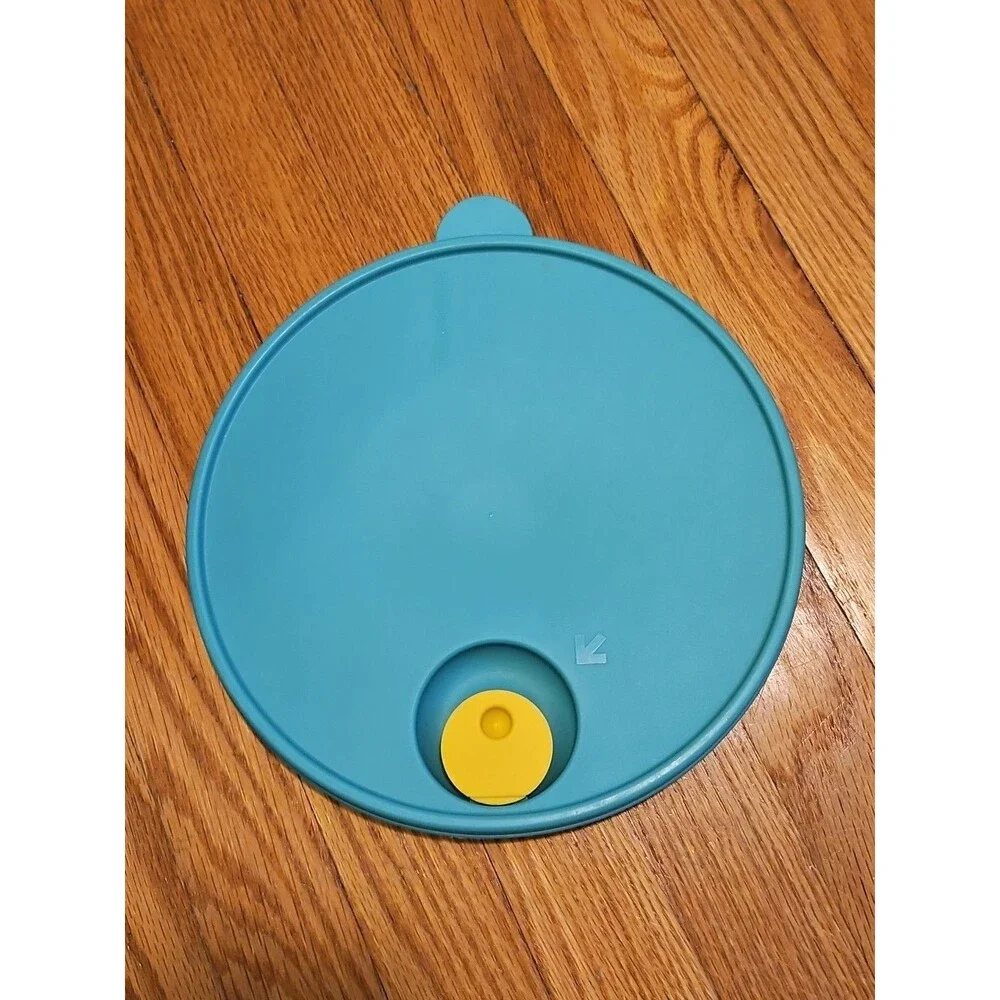 Vintage Tupperware CrystalWave Vented Replacement Lid #2651A Aqua & Yellow 10