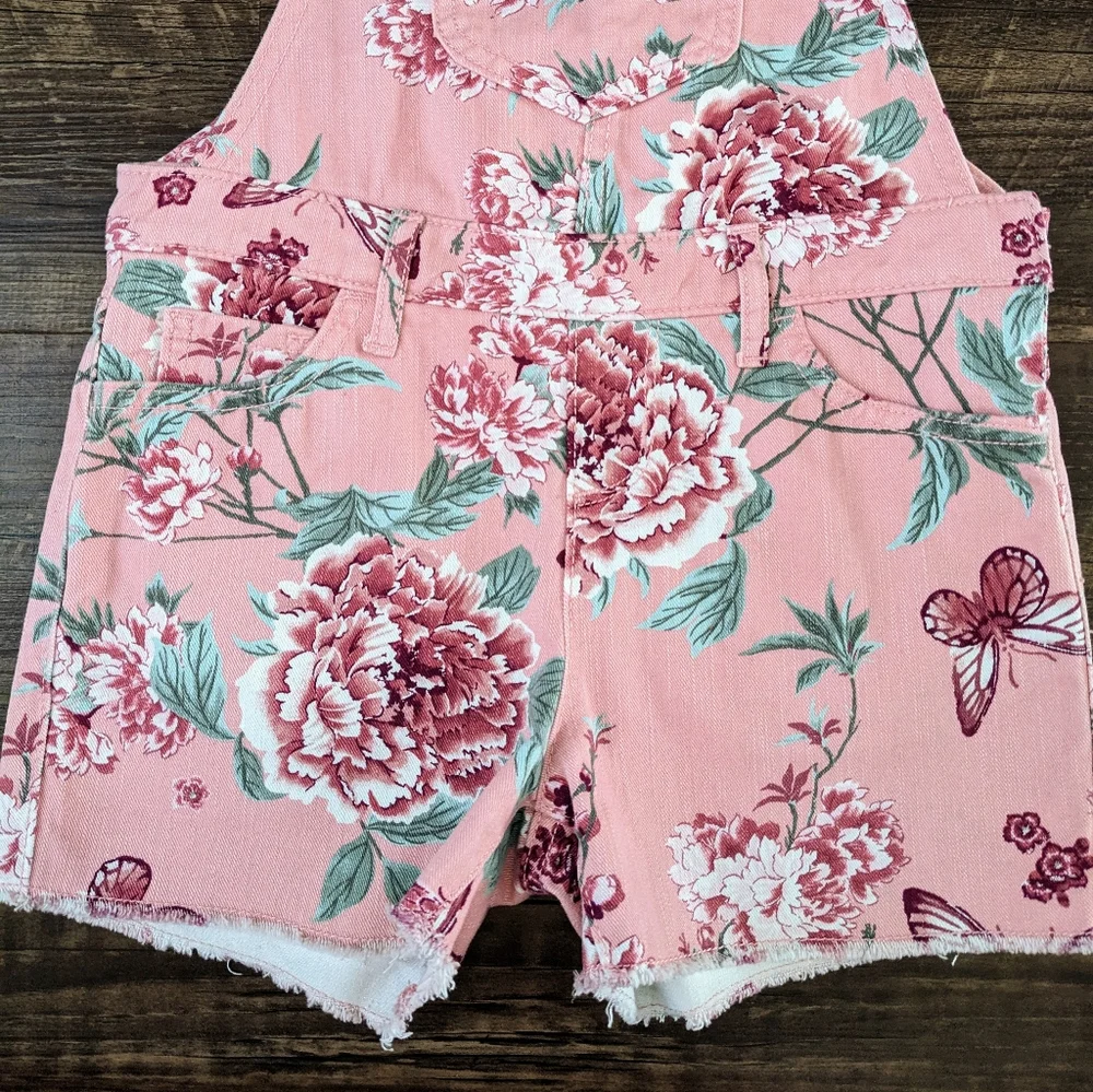 Children's Place Pink Floral Shortalls Overalls