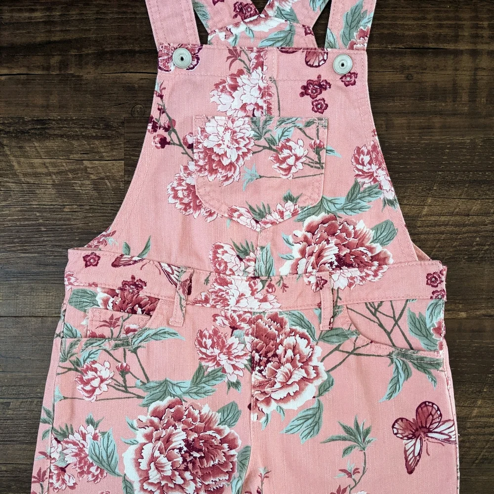 Children's Place Pink Floral Shortalls Overalls