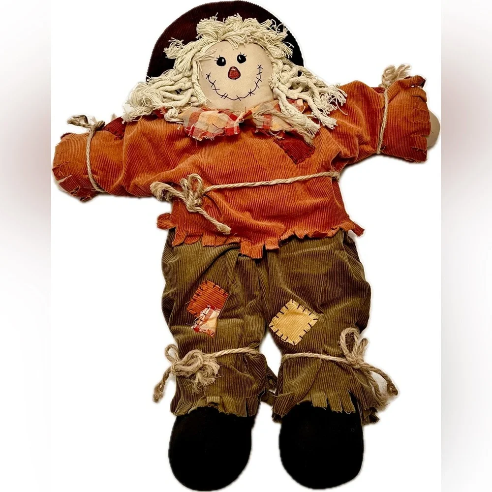 Vintage Scarecrow Primitive Stuffed Rag Doll Patchwork Rustic Country Fall