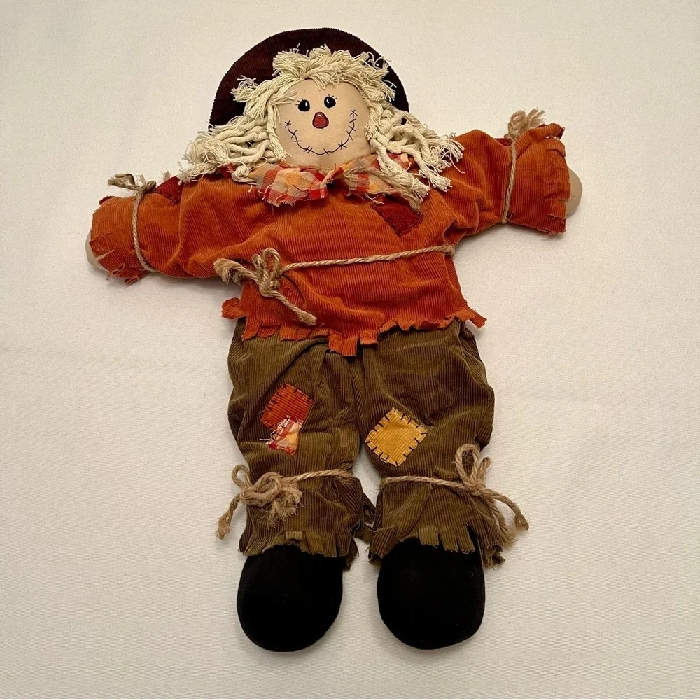 Vintage Scarecrow Primitive Stuffed Rag Doll Patchwork Rustic Country Fall