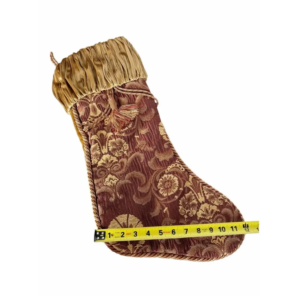 Villa Bacci Velvet Gold Quilted Paisley Patch Vintage Christmas Stocking