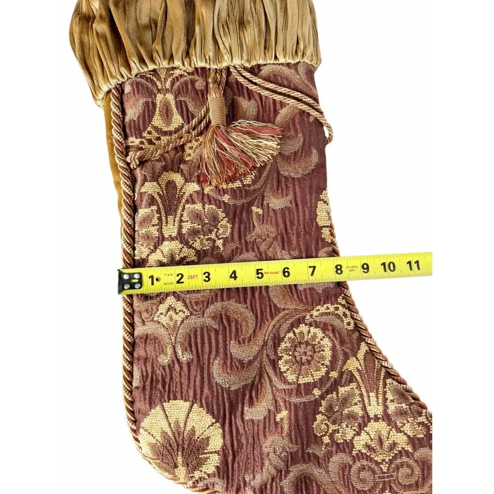 Villa Bacci Velvet Gold Quilted Paisley Patch Vintage Christmas Stocking