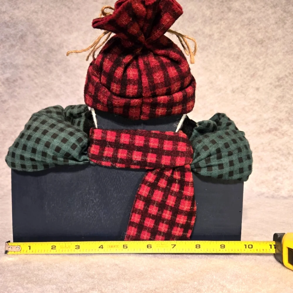 VTG 1996 Handpainted Wood Snowman Card Mail Holder Desk Organizer Winter Box