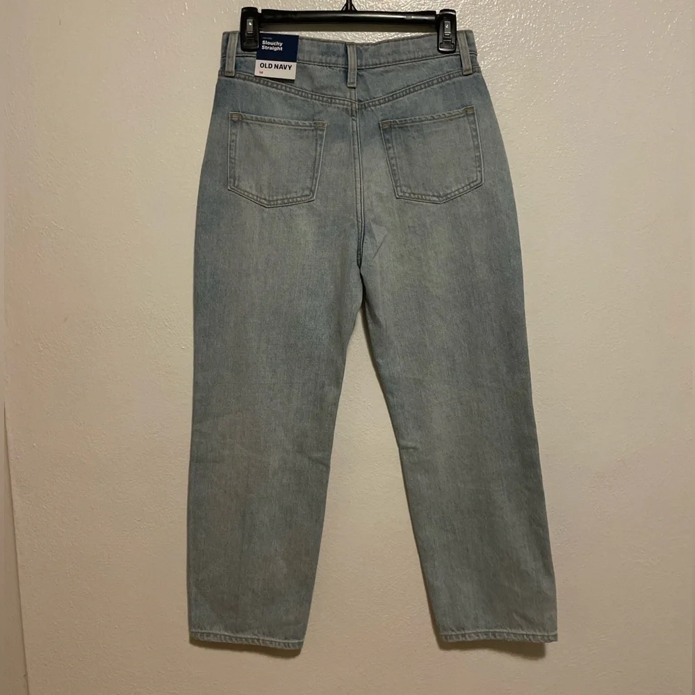 NWT Old Navy High Rise Slouchy Straight Distressed Jeans Size 14