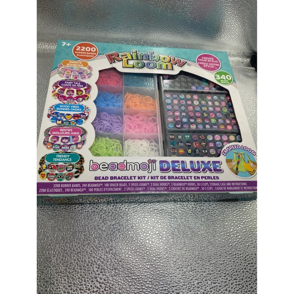 Rainbow Loom Beadmoji‎ Deluxe Bead Bracelet Kit 2200 Rubber Bands 340 Beads New