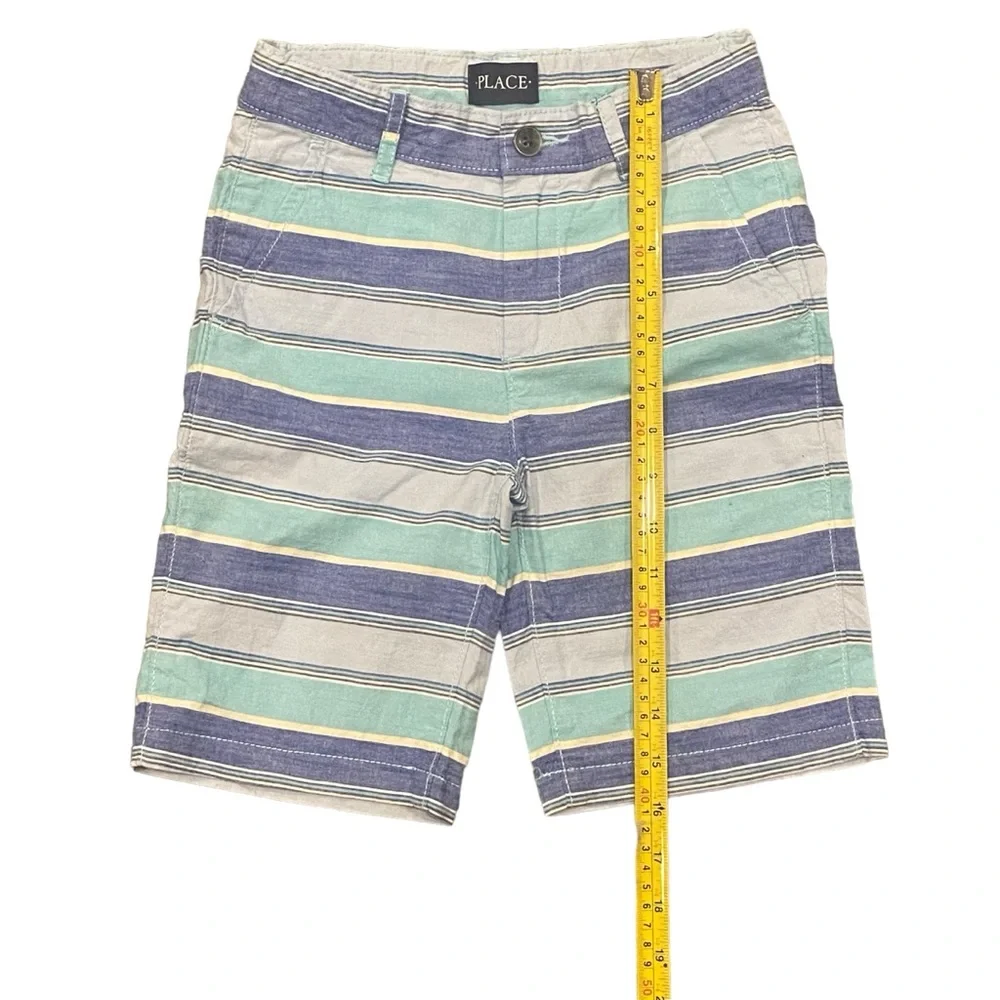 Childrens Place Boys Blue Striped Shorts‎ Size 7 Adjustable Waist