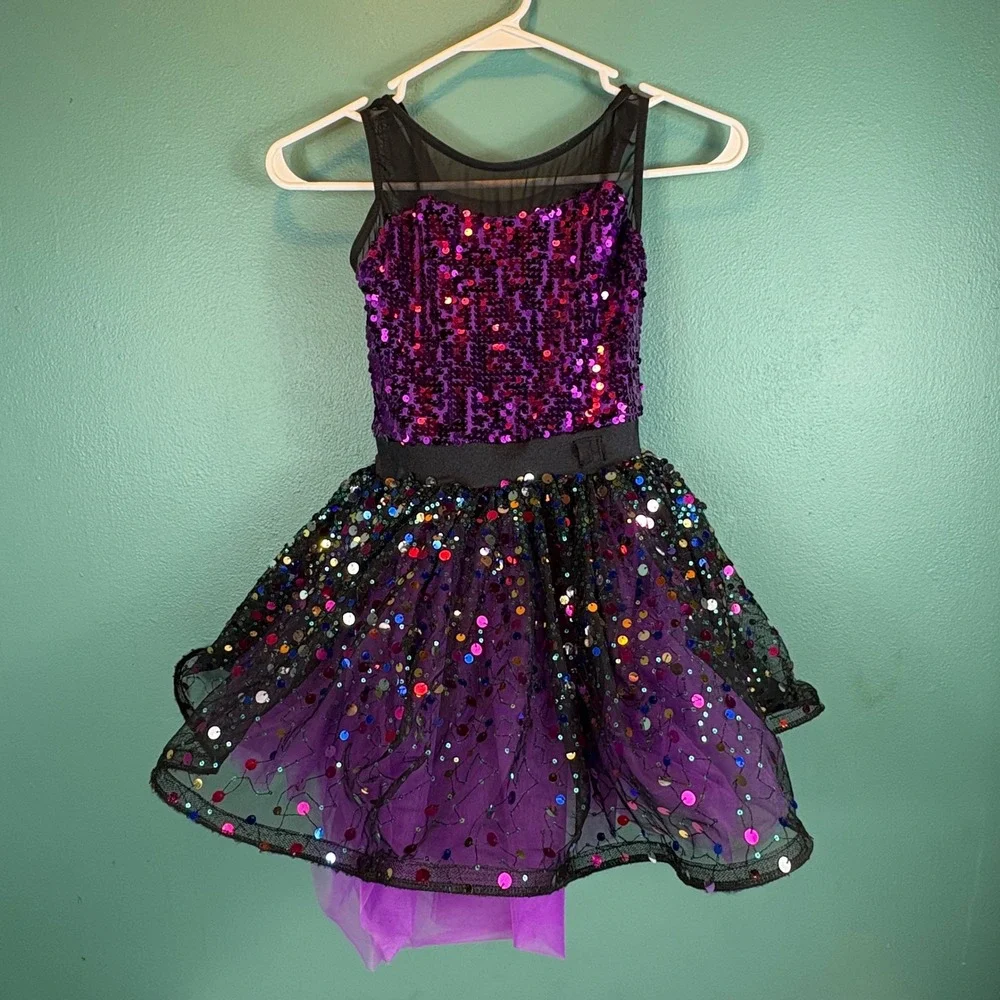 Weissman Purple‎ Sequin Ombre Dance Costume Lyrical Jazz Girls MC