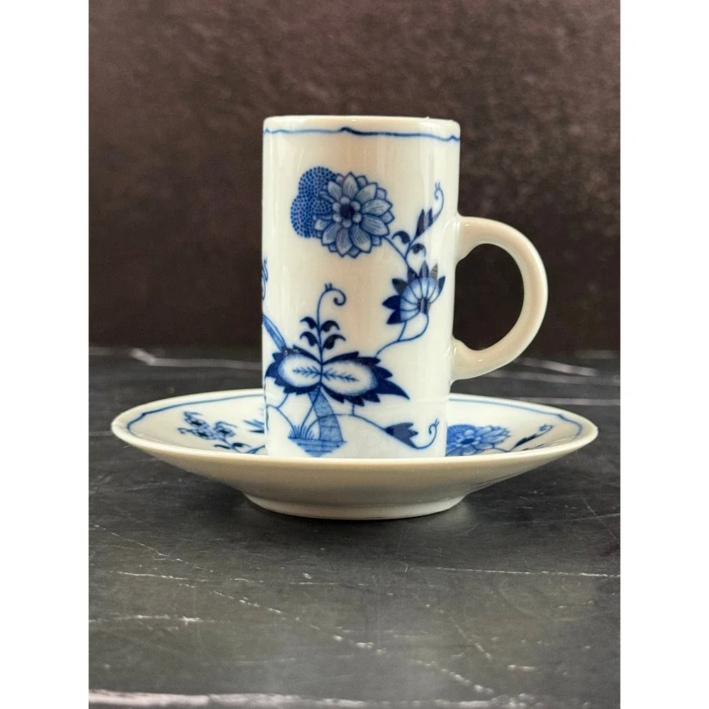 VTG Blue Danube Blue Onion Porcelain Irish Coffee Cup and Saucer READ