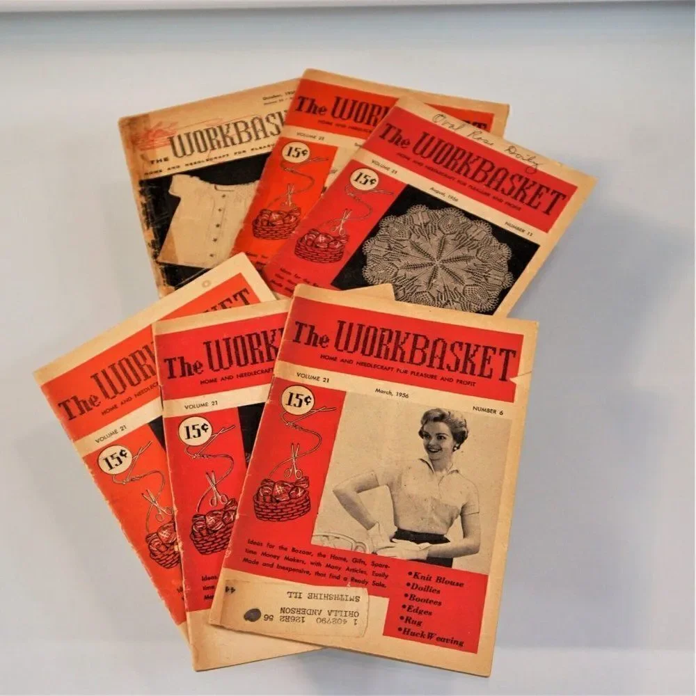 6 Issues The Workbasket Magazine 1956 Vintage Publication Home and Needlecraft