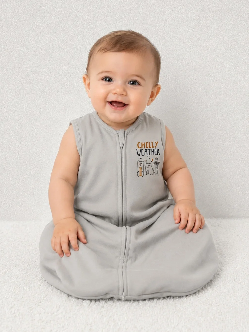 Yooföss Sleep Sack 6-12M Gray Cotton‎ Chilly Weather Bears