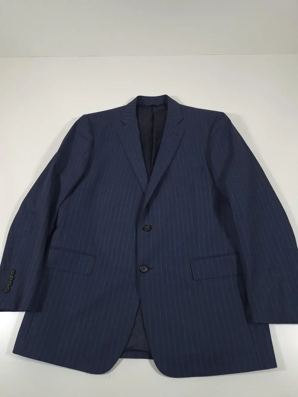 Brooks Brothers Suit Jacket Mens 44R Blue Wool Stripe 1818 Regent Drago Italy