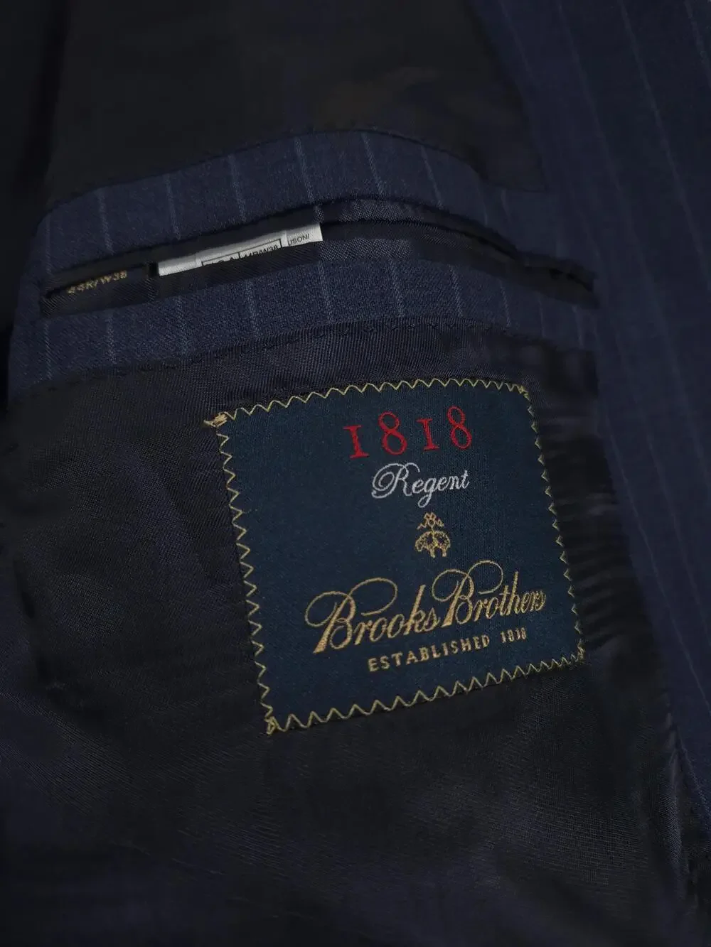 Brooks Brothers Suit Jacket Mens 44R Blue Wool Stripe 1818 Regent Drago Italy