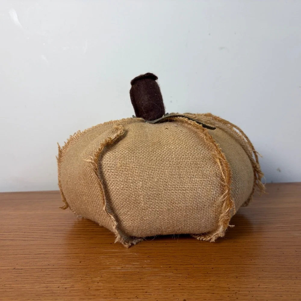 Rustic Burlap Pumpkin Autumn Harvest Tabletop Decor Tan Brown