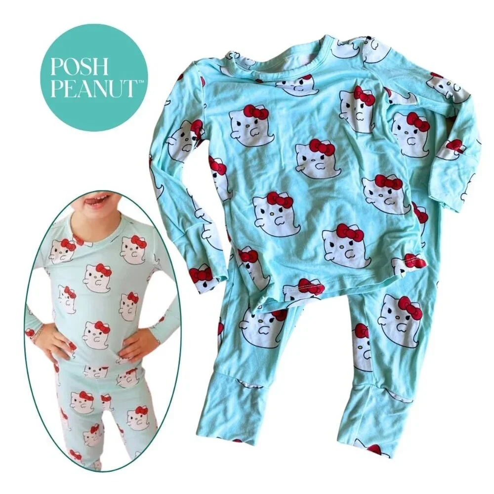 Posh Peanut Bamboo Hello Kitty Halloween Ghosts PJs Pajamas - Size‎ 2T
