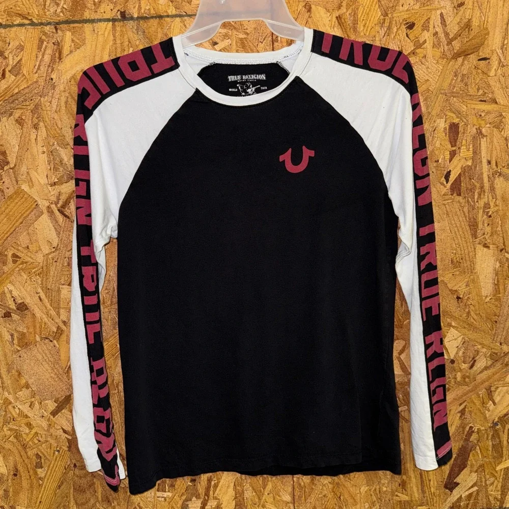 True Religion Logo Tee Spell Out Sleeve Casual Long Sleeve‎ T-shirt Men's Small