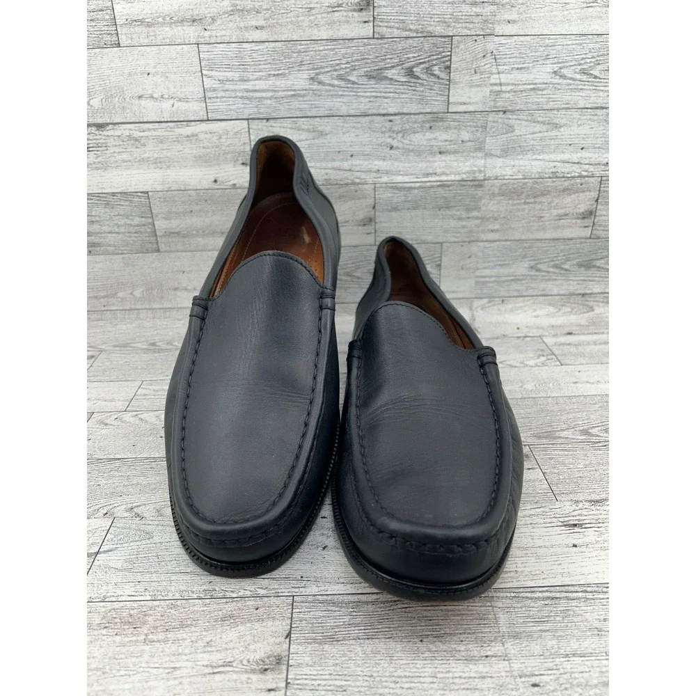ET Wright Mens Black Leather Moc Toe Loafers Made‎ in Italy 80260 Size 14 D