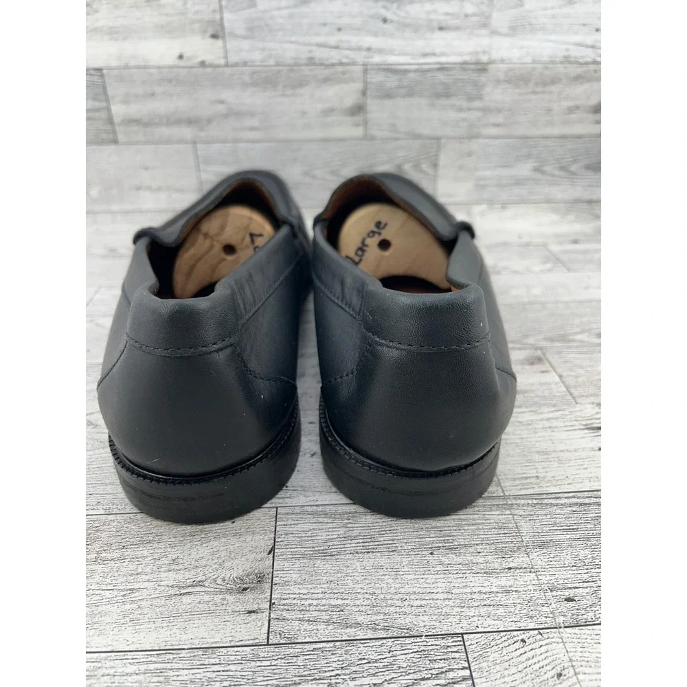 ET Wright Mens Black Leather Moc Toe Loafers Made‎ in Italy 80260 Size 14 D
