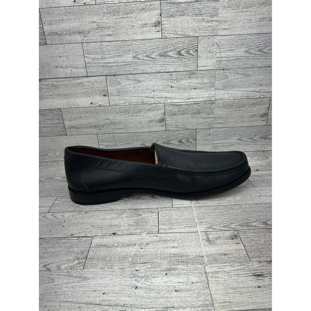 ET Wright Mens Black Leather Moc Toe Loafers Made‎ in Italy 80260 Size 14 D