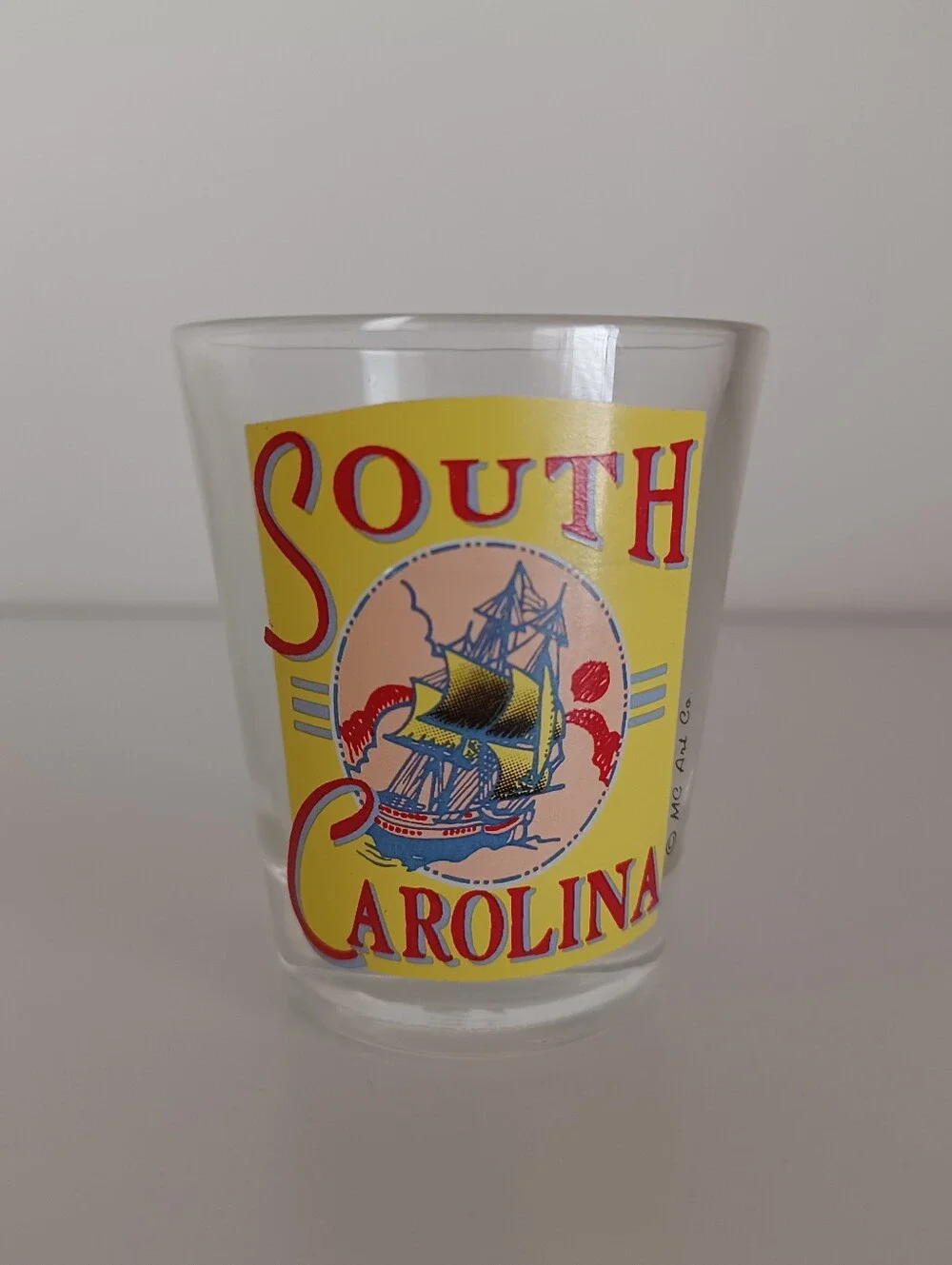 South Carolina Ship Travel Clear Shot Glass Barware Drinkware Collectible