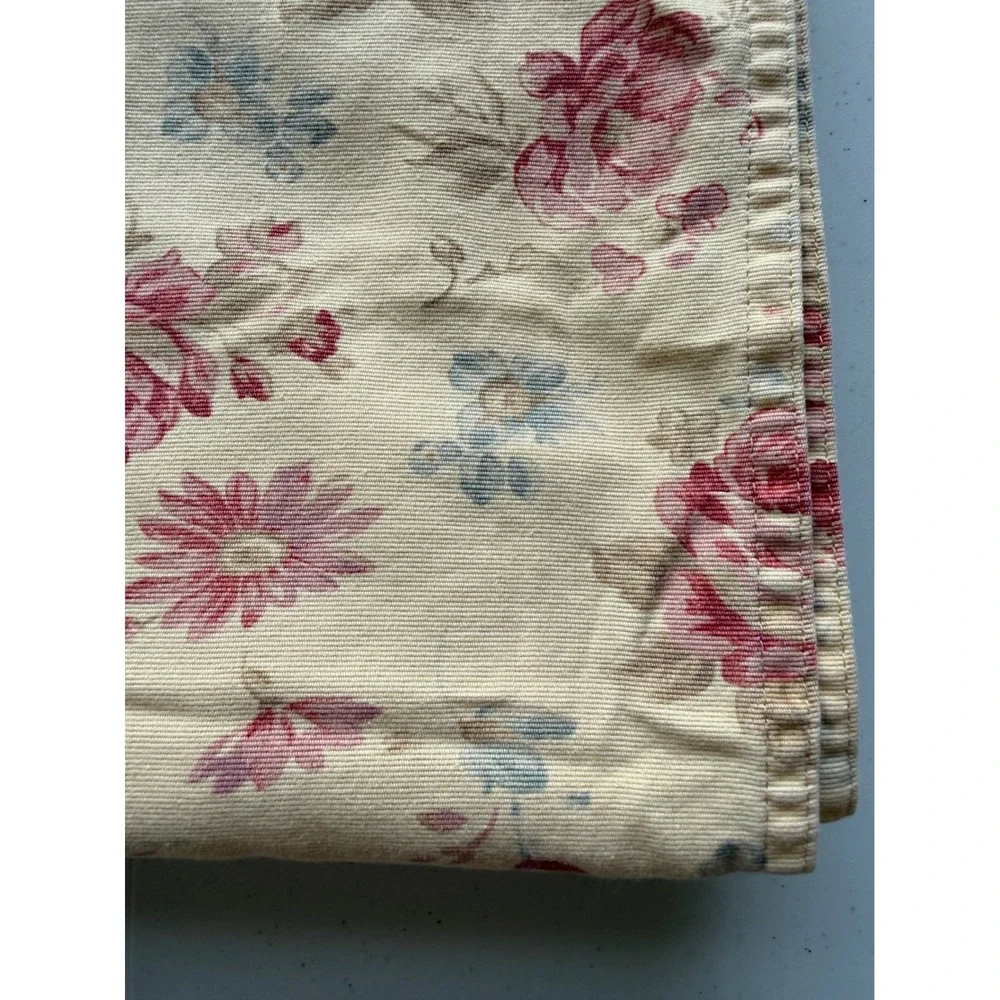 Vintage Shabby Chic Pale‎ Yellow Pink Floral Tablecloth Long Rectangle 110