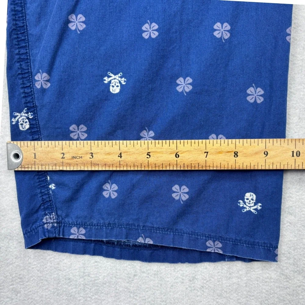 Lucky Brand Pajama Pants Mens XL Blue Skull Crossed Wrenches Clover Lounge