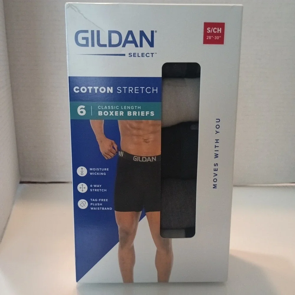 Gildan Select Boxer Briefs 6‎ Pack Men's S (28