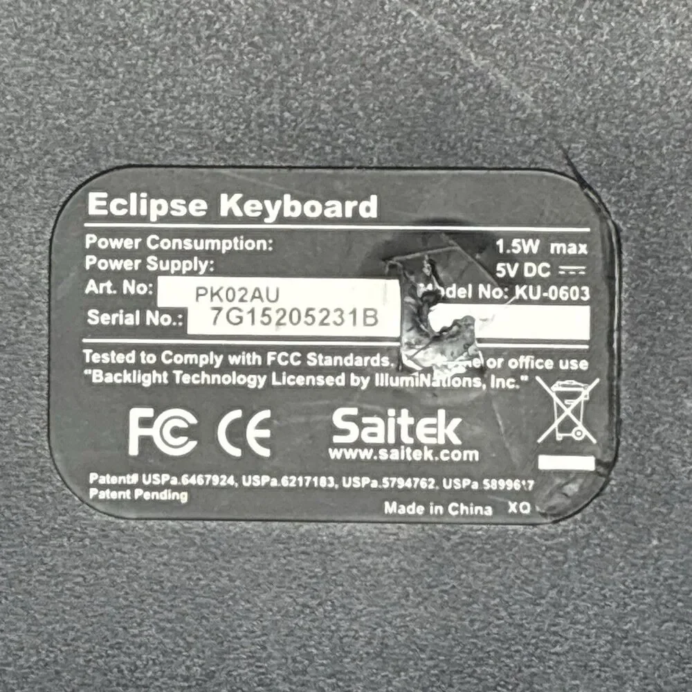 Saitek Eclipse II Keyboard PK02AU Model KU-0603 • Works