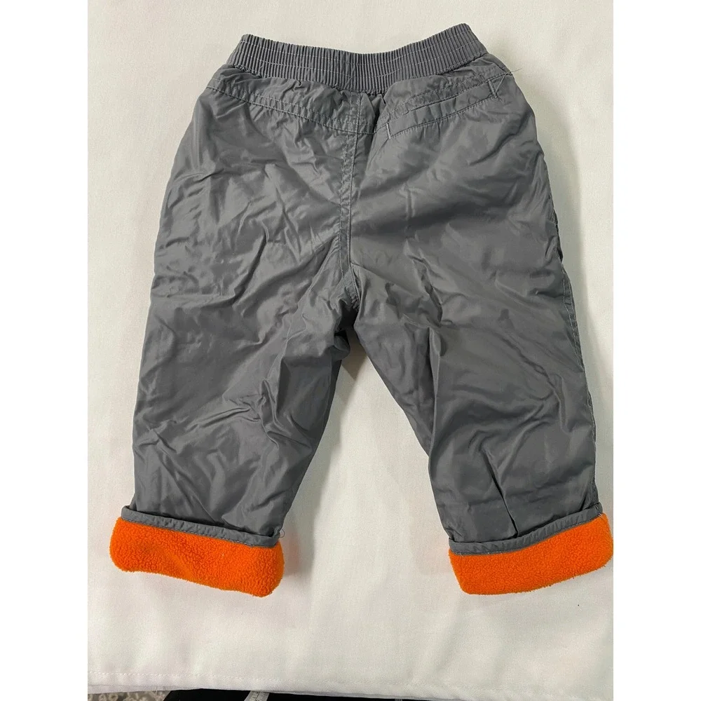 Old Navy Baby Fleece Lined Windbreaker Pants Size L 12-18 Months Gray Orange
