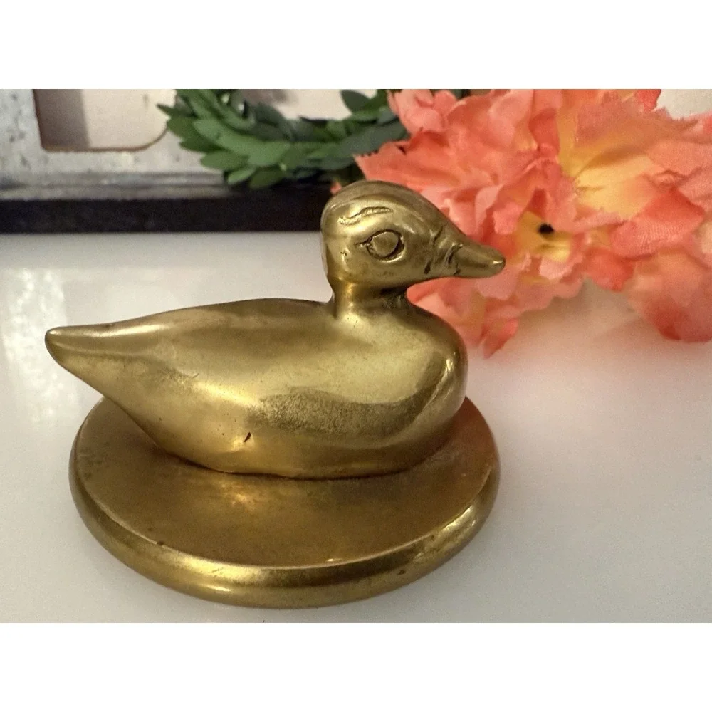 Vintage‎ Brass Mallard Duck Paperweight Desk Decor 2.25