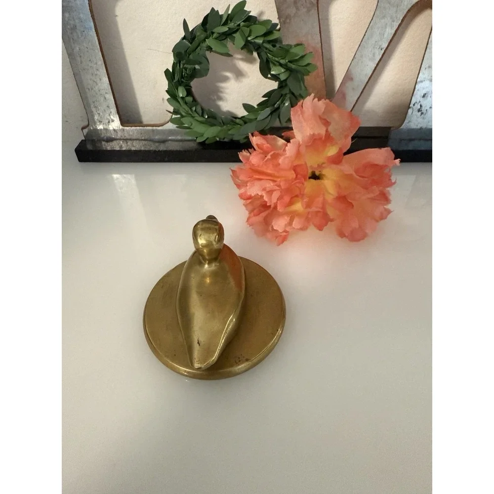 Vintage‎ Brass Mallard Duck Paperweight Desk Decor 2.25