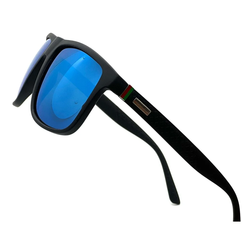 Women Black Frame Blue Mirror Lens Sport Sunglasses UV Protection Polarized Girl
