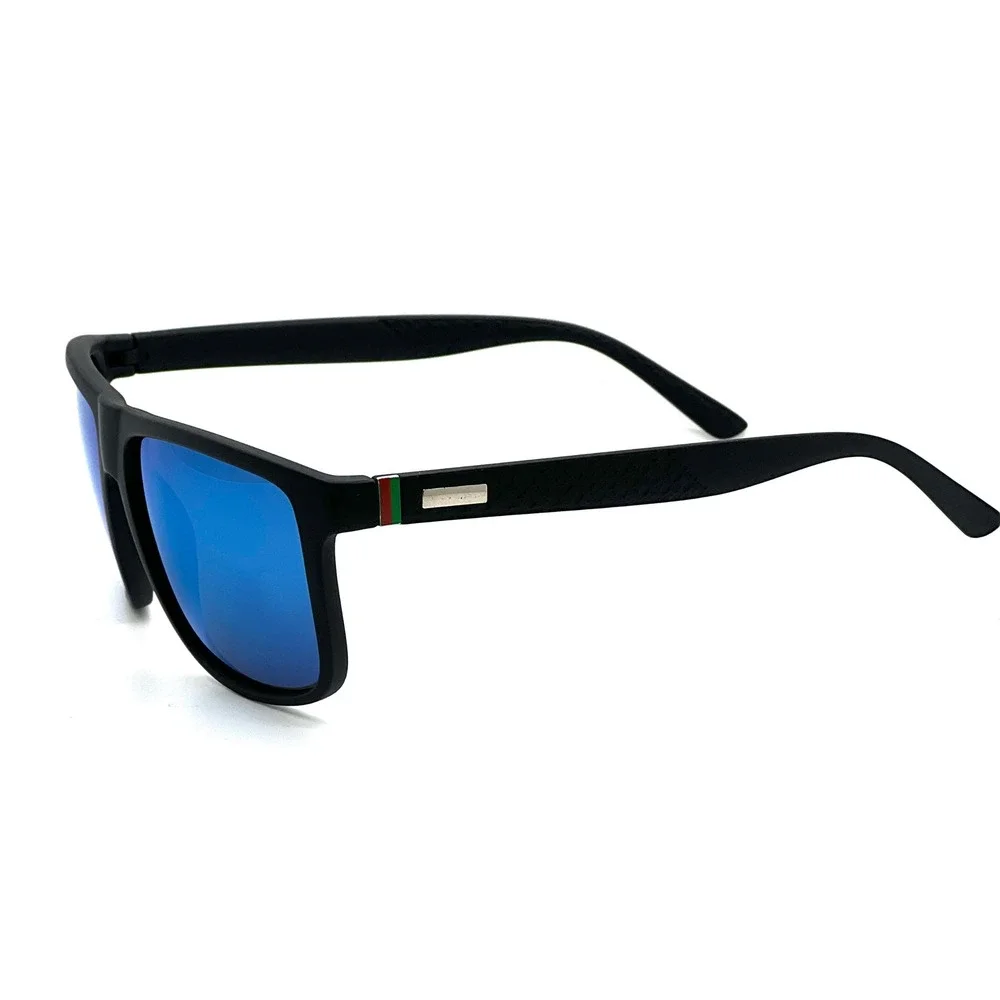Women Black Frame Blue Mirror Lens Sport Sunglasses UV Protection Polarized Girl