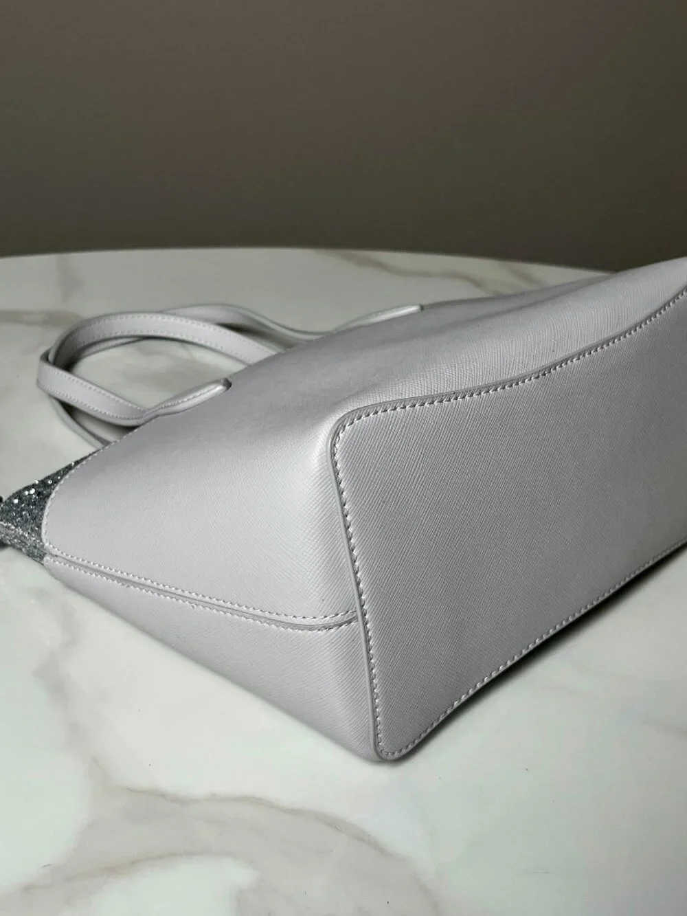 Kate Spade Flash Glitter Satchel Light Grey Silver Crossbody Satchel NWOT