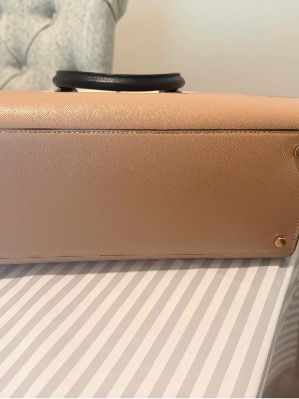 kate spade Two-Tone Leather Satchel in Blush, Cream & Black