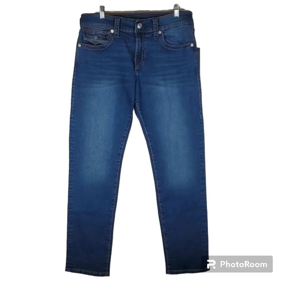 True Religion Geno Jeans 32x32 Relaxed Slim Dark Roper Wash‎ Big T Flap pocket
