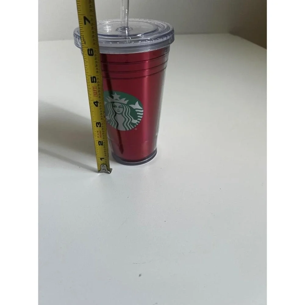 Starbucks Red Plastic Tumbler with Lid and Straw 16 fl oz‎ New