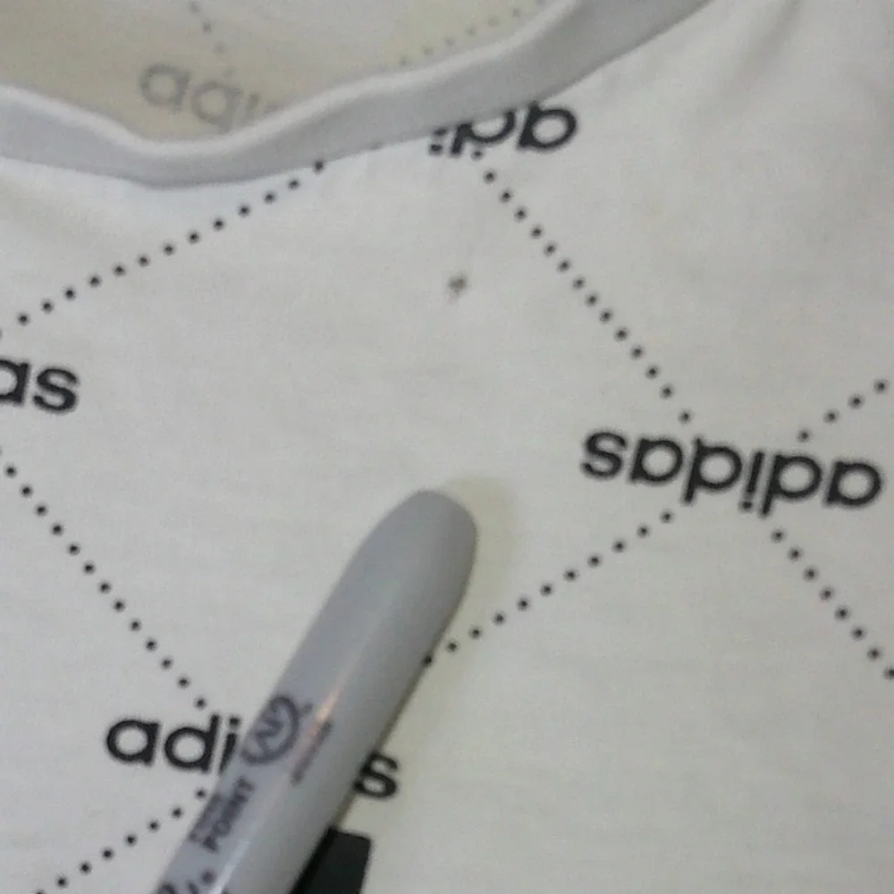 Distressed Rare Adidas Mens XL White All Over Print V-Neck T-Shirt Tee Short Sle