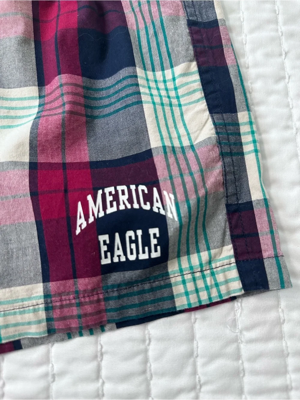 American Eagle Outfitters Stretch Plaid Classic Navy Boxers Short Sz S/P 29-31