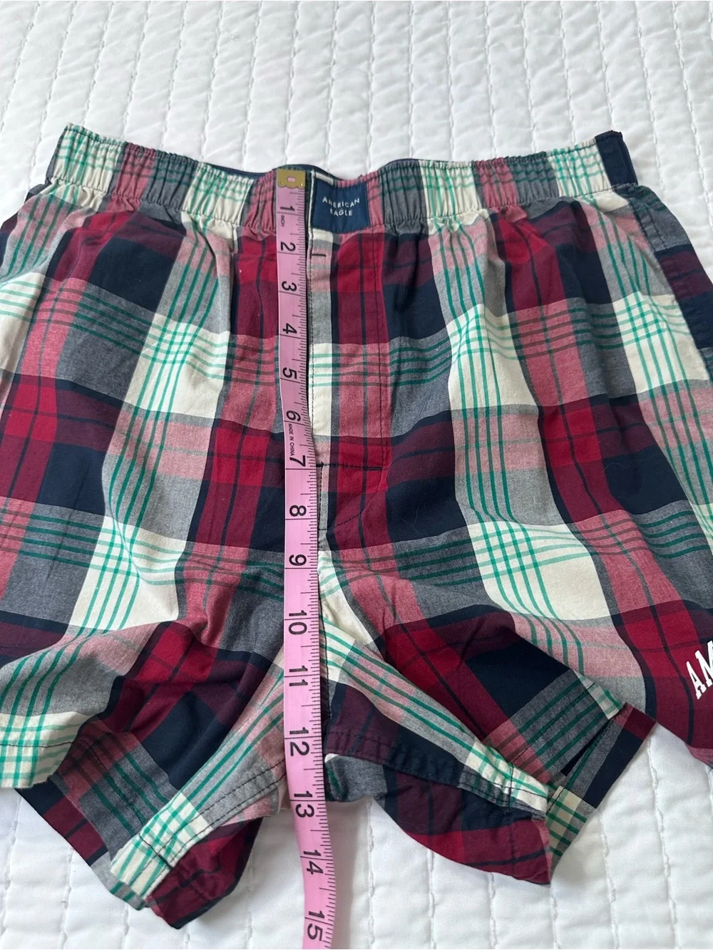 American Eagle Outfitters Stretch Plaid Classic Navy Boxers Short Sz S/P 29-31