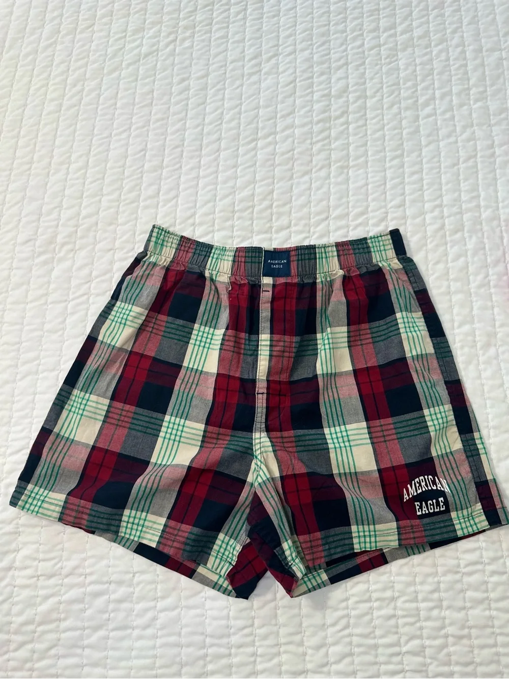 American Eagle Outfitters Stretch Plaid Classic Navy Boxers Short Sz S/P 29-31