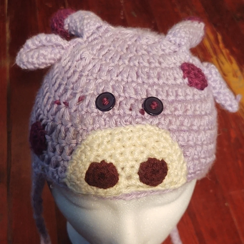 Purple Cow Knitted Hat