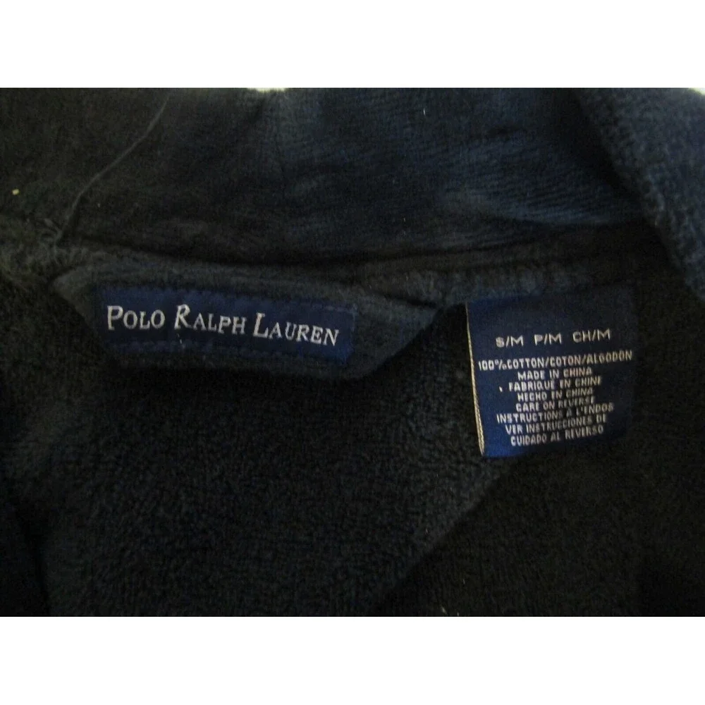 Polo Ralph Lauren Bath Robe Pony Logo 100% Cotton Sleepwear Navy Blue Mens S/M