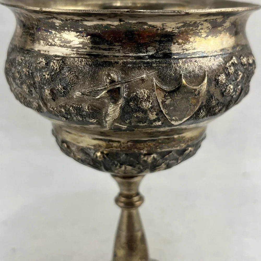 Antique Tibetan Tibet Buddhist Silverplate Yak Butter Lamp Cup , 5.5x3.5