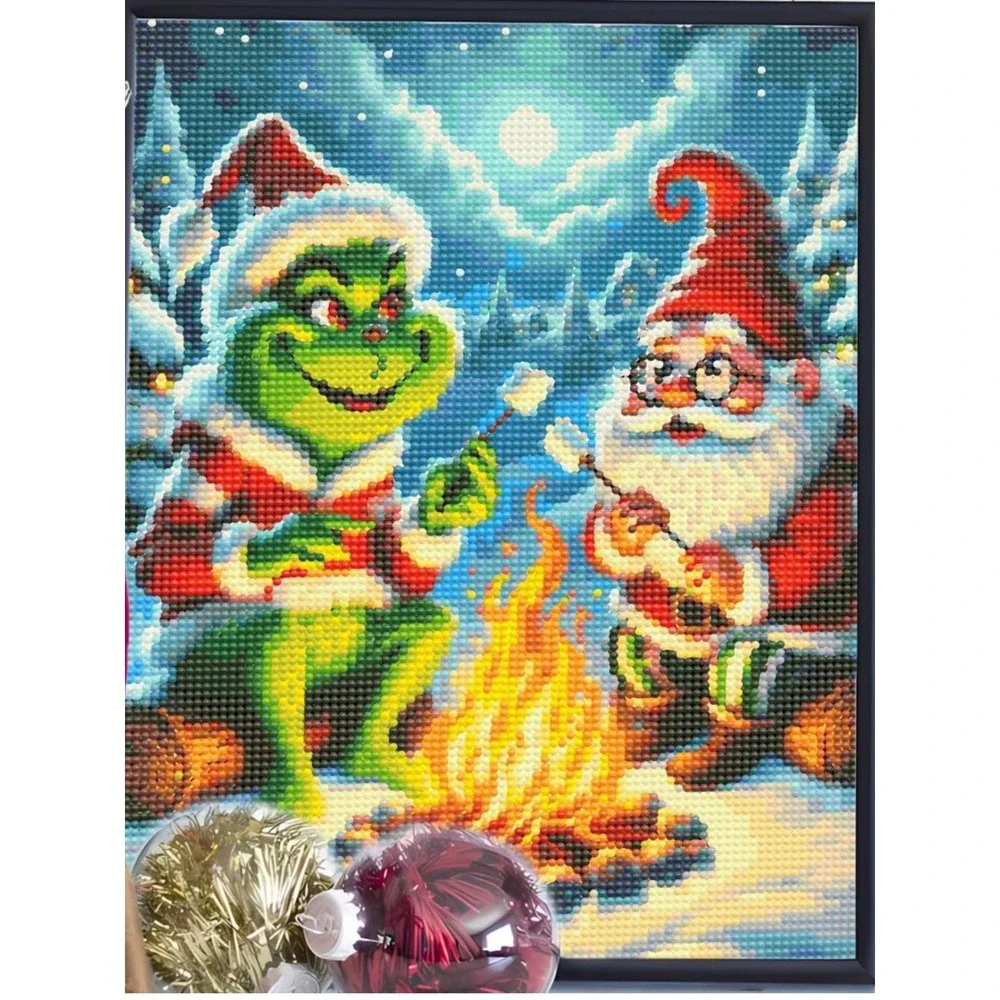 DIY‎ Diamond Painting Kit Grinch Santa Claus Fire Square Rhinestone Embroidery