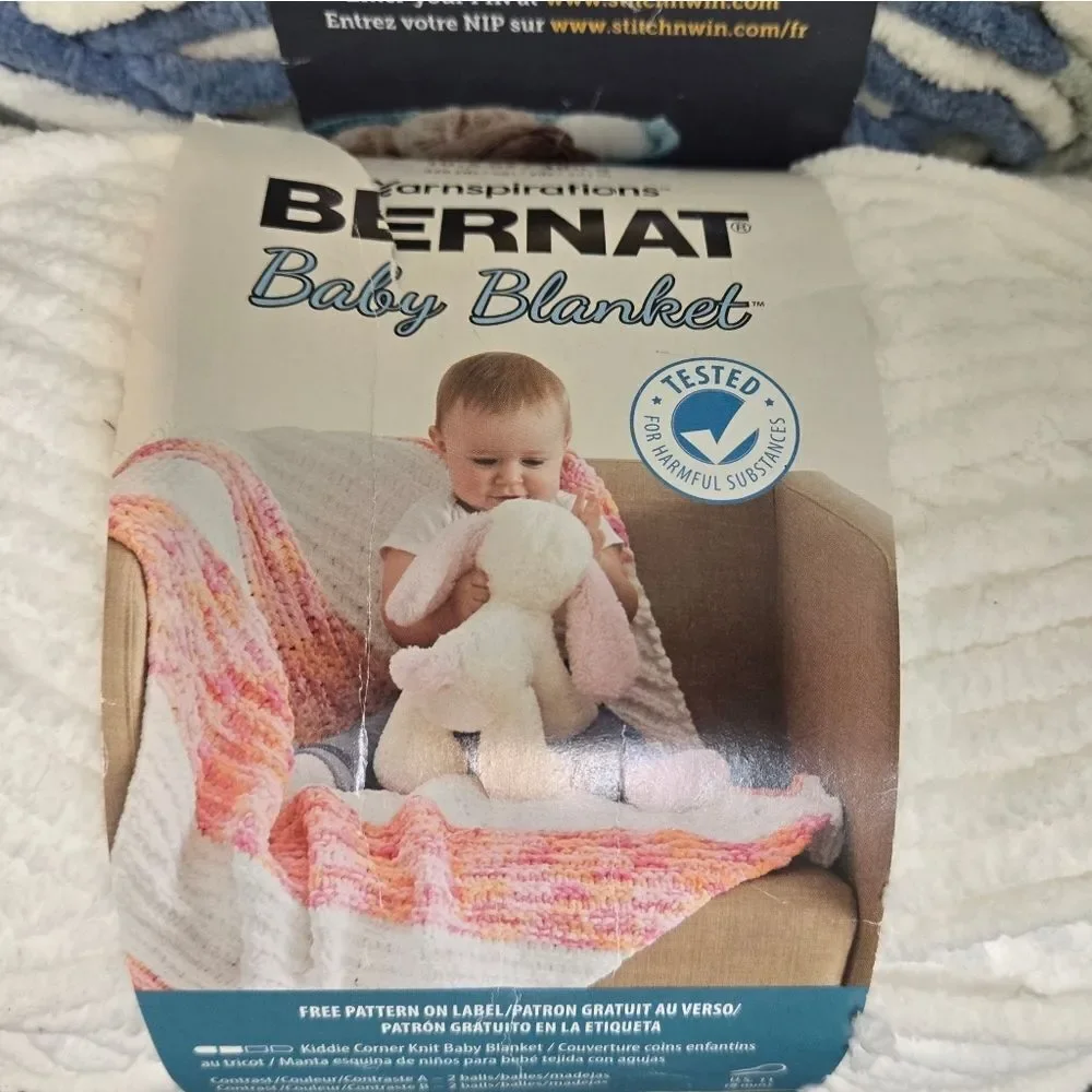 Bernat Blanket Yarn Lot Of 2 - White, Countryside 10.5 Oz Ea