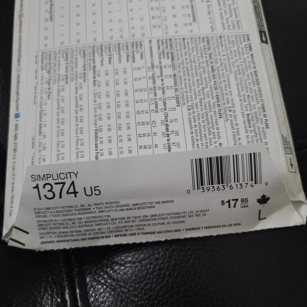 Simplicity 1374 sewing