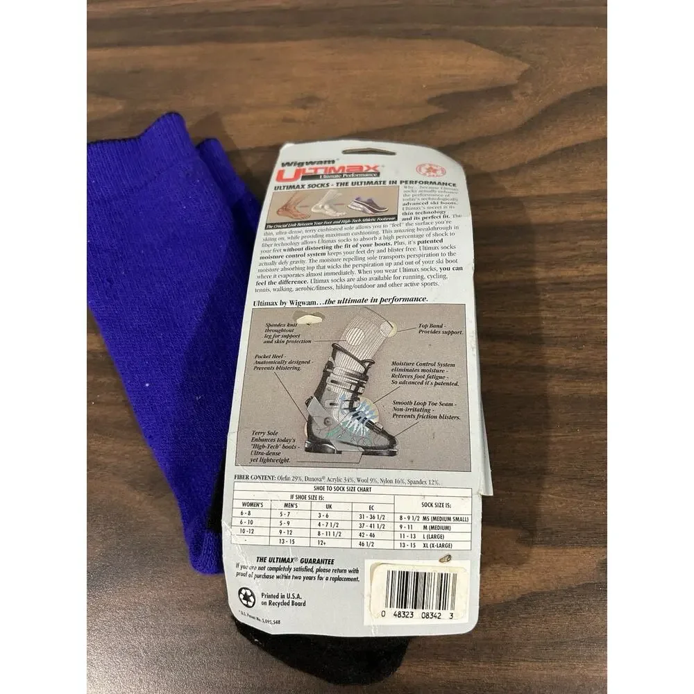 Vintage NWT Wigwam Socks Heavyweight‎ Ski Wool Blend Size L Hiking NOS Ultimax