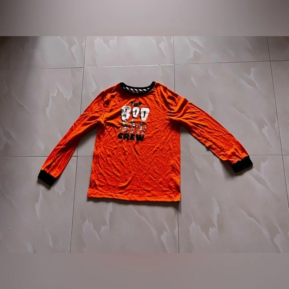 The Boo Crew Halloween Child Pajama Top XL/XG (14/16) Orange and black