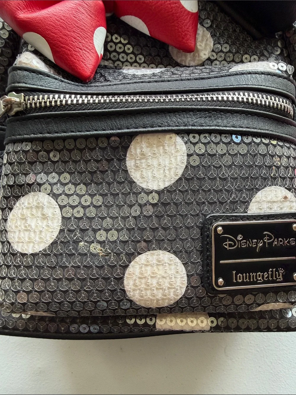 DISNEY x LOUNGEFLY Minnie Mouse Sequin Polka Dot Mini Backpack